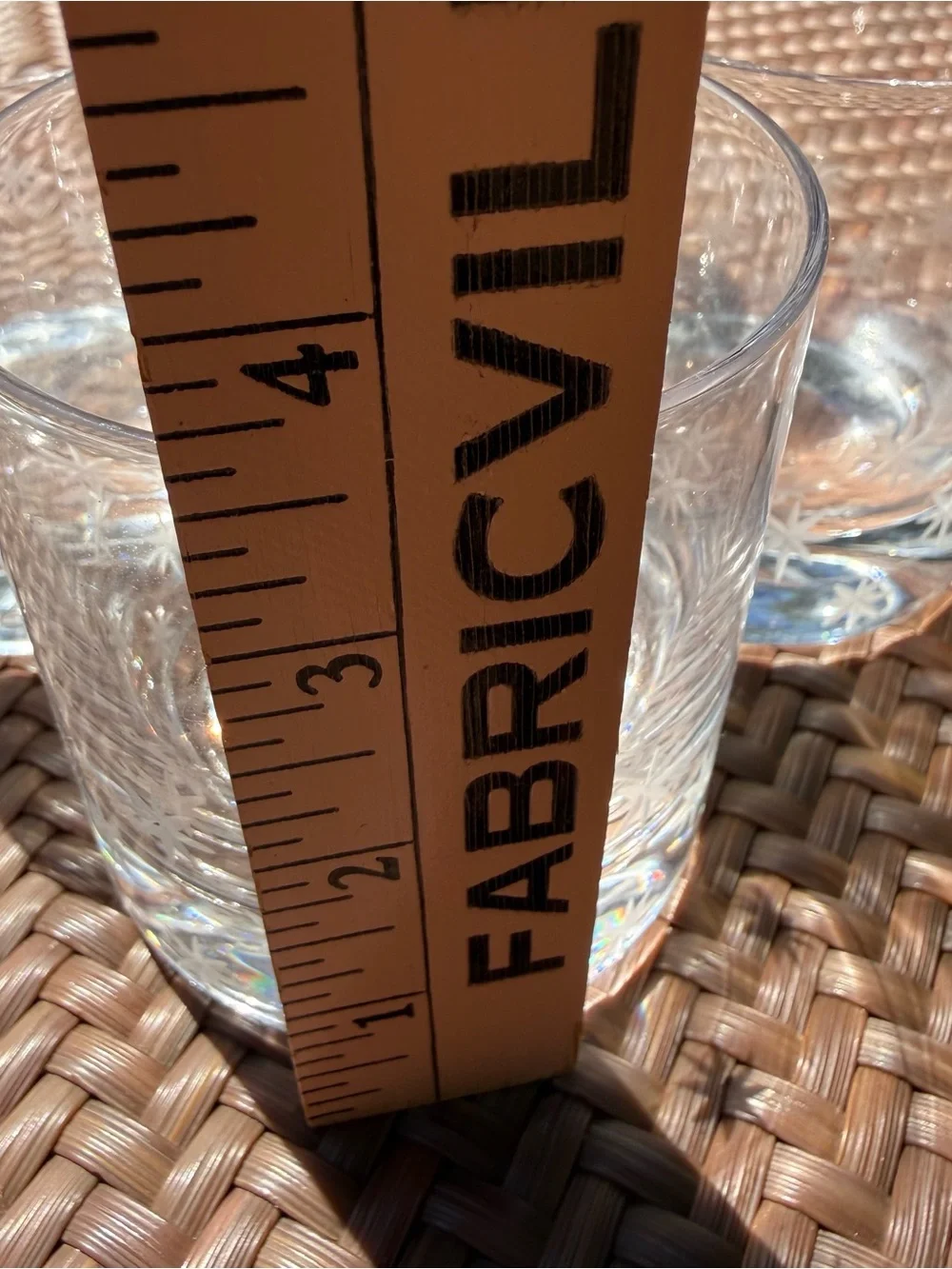 Crate & Barrel Double Old Fashioned Glasses Etched Starburst MCM Cocktail Set